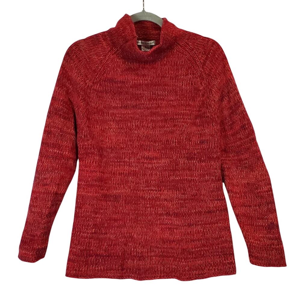Vintage Marconi Lambswool Thick Knit Berry Sweater Lg High Neck Cozy Cabin Warm